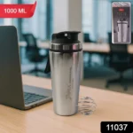 Gym Shaker Bottle Stainless Steel – 1000ml Leak-Resistant Flip Lid - Image 2